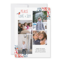 Paz, amor, alegría Navidades cuatro fotos de carne