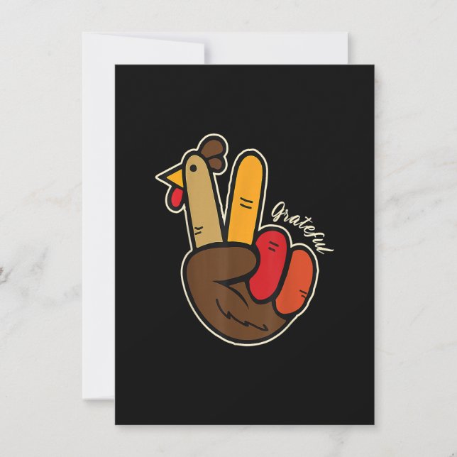 Invitación Paz Amor Pavo Agradecido Pavo Signo de Mano Gracia (Anverso)