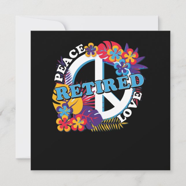 Invitación Paz Amor Retirada Jubilación Abuelo Hippie Regalo (Anverso)