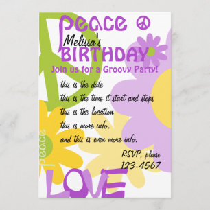 Invitación Paz, amor y Fiesta