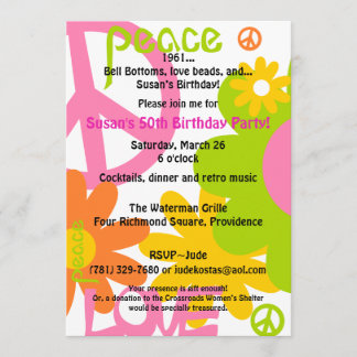 Invitación Paz, amor y Fiesta