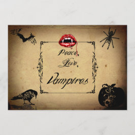 Invitación Paz, amor, y fiesta de Halloween de los vampiros