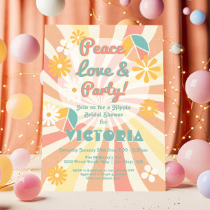 Invitación Paz, amor y Fiesta Fiesta hippie