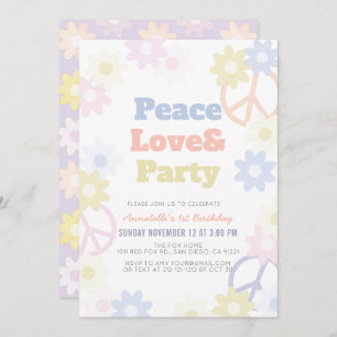 Invitación Paz Amor y Fiesta Primer Cumpleaños
