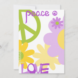 Invitación Paz, amor y Fiesta - Texto en blanco