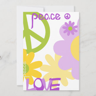Invitación Paz, amor y Fiesta - Texto en blanco