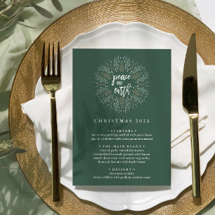 Invitación Paz en la Tierra   Menú de cena de Navidades Perso