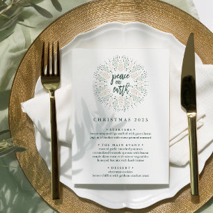 Invitación Paz en la Tierra   Menú de cena de Navidades Perso