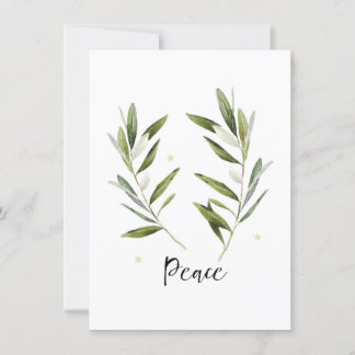 Invitación PAZ, hoja de oliva, Navidades, vacaciones, acuarel