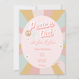 Invitación Paz Retro Genial Cumpleaños de Dígitos Simples 10