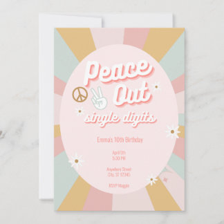 Invitación Paz Retro Genial Cumpleaños de Dígitos Simples 10