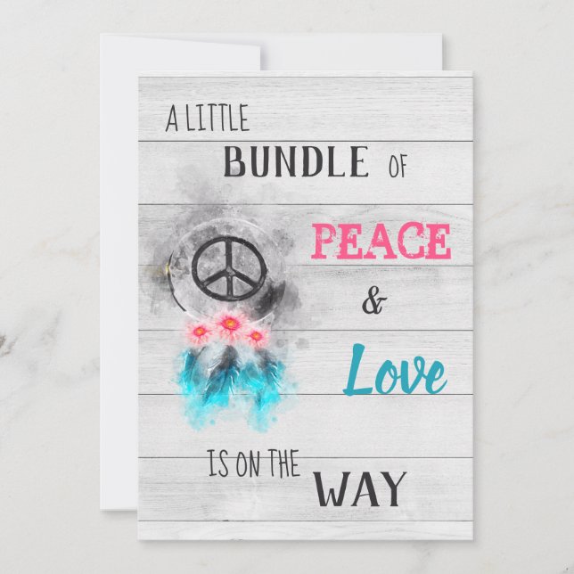 Invitación *~* Paz y amor Baby Shower ruso neutral hippy (Anverso)