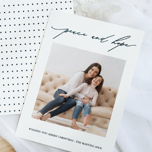 Invitación Paz y esperanza caligrafía vacaciones azul y blanc
