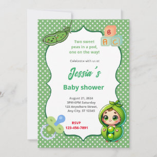 Invitación Pea Baby Shower