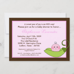 Invitación Pea dulce rosa las 5 horas, los 7 días de la seman