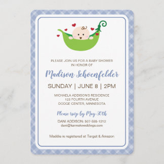 Invitación Pea in the Pod Baby Shower Invitation (Boy)