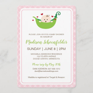 Invitación Pea in the Pod Baby Shower Invitation (Chica)