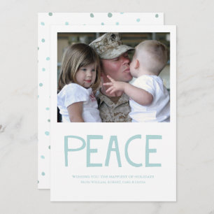 Invitación Peace Bold Typography Blue Photo Holiday Card