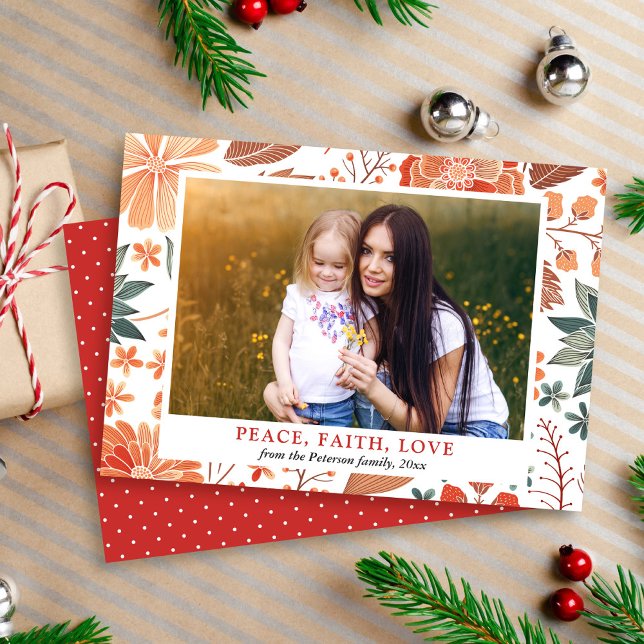 Invitación Peace Faith Love Seasonal Greet Family Photo (Subido por el creador)