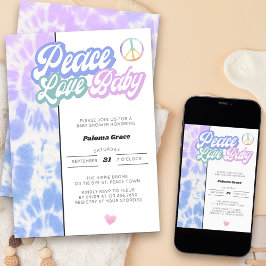 Invitación Peace Love Baby Pastel Tie Dye Baby Shower