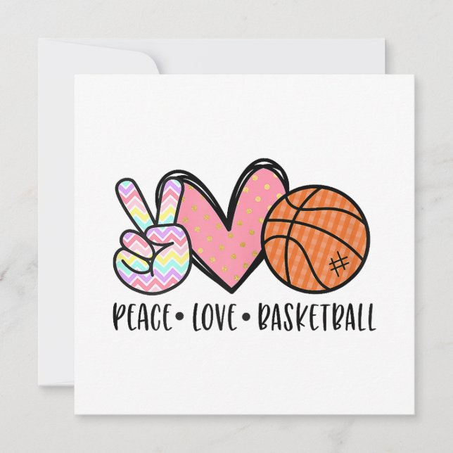 Invitación Peace Love Basketball Heart for Women Adolescentes (Anverso)