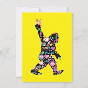 Invitación Peace Love Bigfoot Hippie Funny Bigfoot Lover