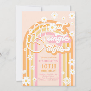 Invitación Peace Out Single Digits Boho Rainbow 10 cumpleaños