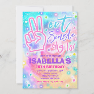 Invitación Peace Out Single Digits Hippy Tie Dye Cumpleaños I
