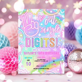 Invitación Peace Out Single Digits Pastel Neon 10 cumpleaños