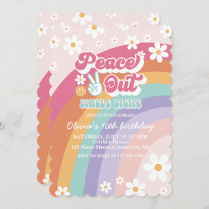 Invitación Peace Out Single Digits Rainbow 10 cumpleaños