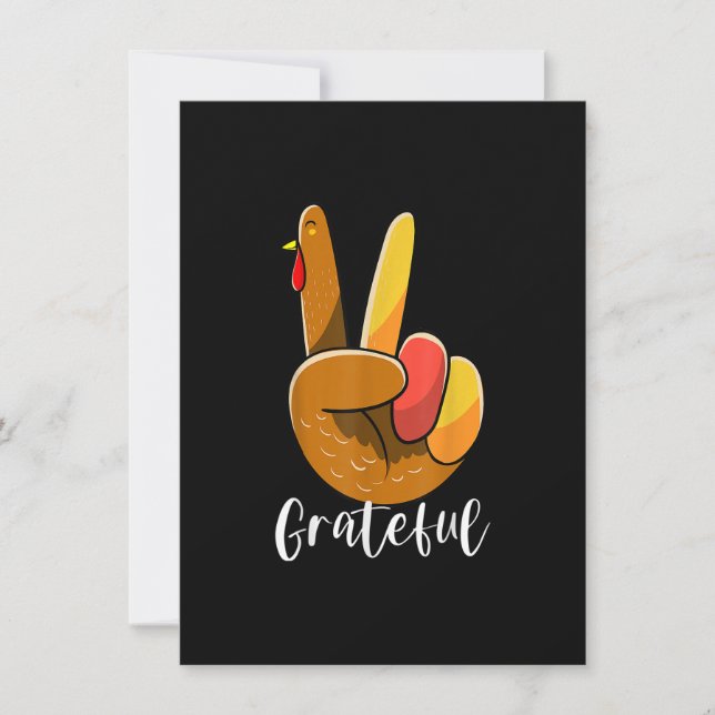 Invitación Peace Sign Hand Turkey Thanksgiving Grateful Women (Anverso)