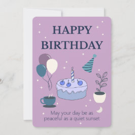 Invitación Peaceful Birthday Card with Night Sky and Moon