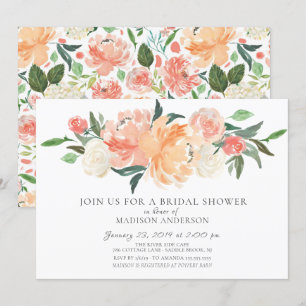 Invitación Peach and Cream Floral Bridal Shower