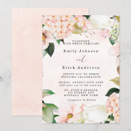 Invitación Peach and Cream Hydrangeas Tulip Boda