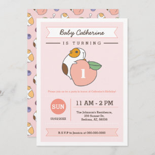 Invitación Peach and Guinea