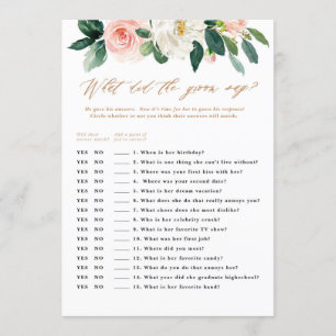 Invitación Peach and White Floral Groom dice juego
