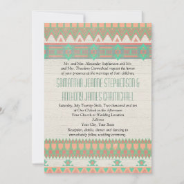 Invitación Peach/Aqua de los pasteles nativos de la tribu azt