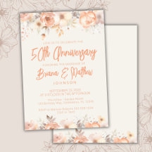 Peach Beige Ivory Floral 50° aniversario Boda