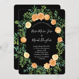 Invitación Peach & Black Peony y Rosa Boda Floral