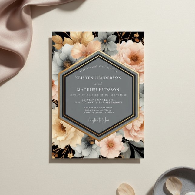 Invitación Peach Blossom Botanical Romance Wedding (Subido por el creador)