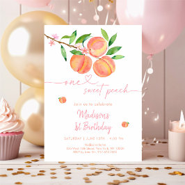 Invitación Peach Blossom One Sweet Peach Cumpleaños