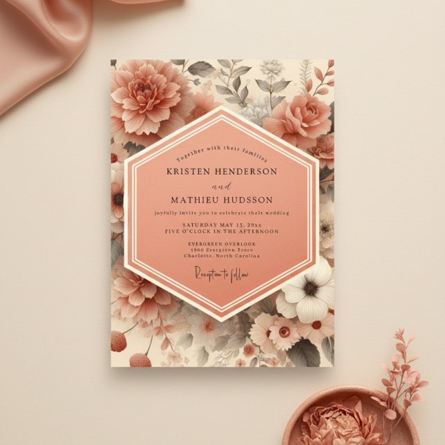 Invitación Peach Blossom Romance Wedding (Subido por el creador)