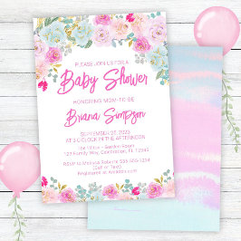 Invitación Peach Blue Peach Purple Baby Shower