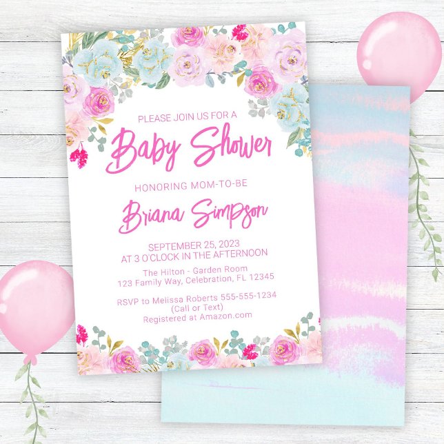 Invitación Peach Blue Peach Purple Baby Shower (Subido por el creador)