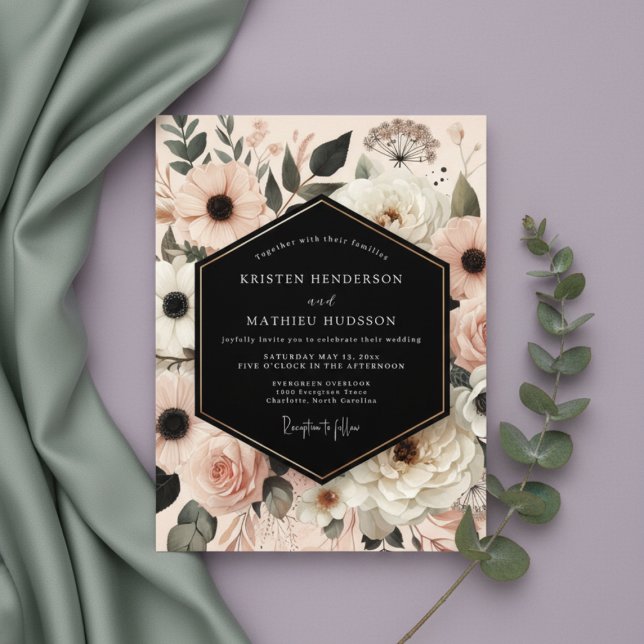Invitación Peach Blush Botanical Romance Wedding (Subido por el creador)