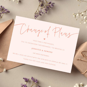 Invitación Peach Boda de actualización de planes de cambio mi