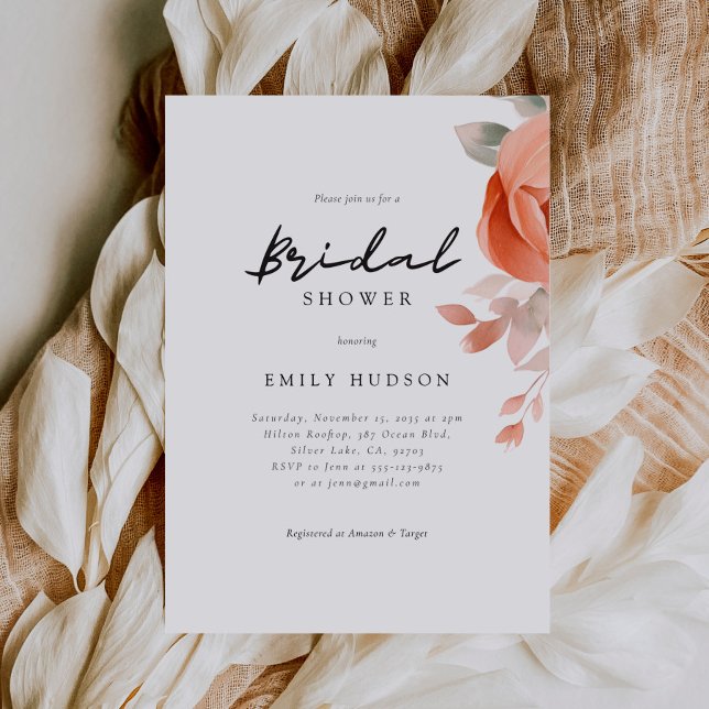 Invitación Peach Boho Floral Bridal Shower (Subido por el creador)