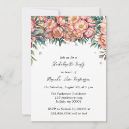 Invitación Peach Bouquet con la Fiesta de Bachelorette Diamon