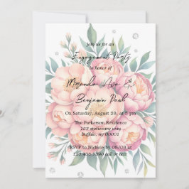 Invitación Peach Bouquet con la fiesta de compromiso de los d