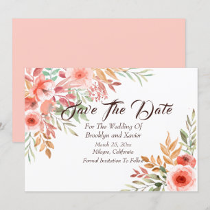 Invitación Peach Bouquet "Save The Date"
